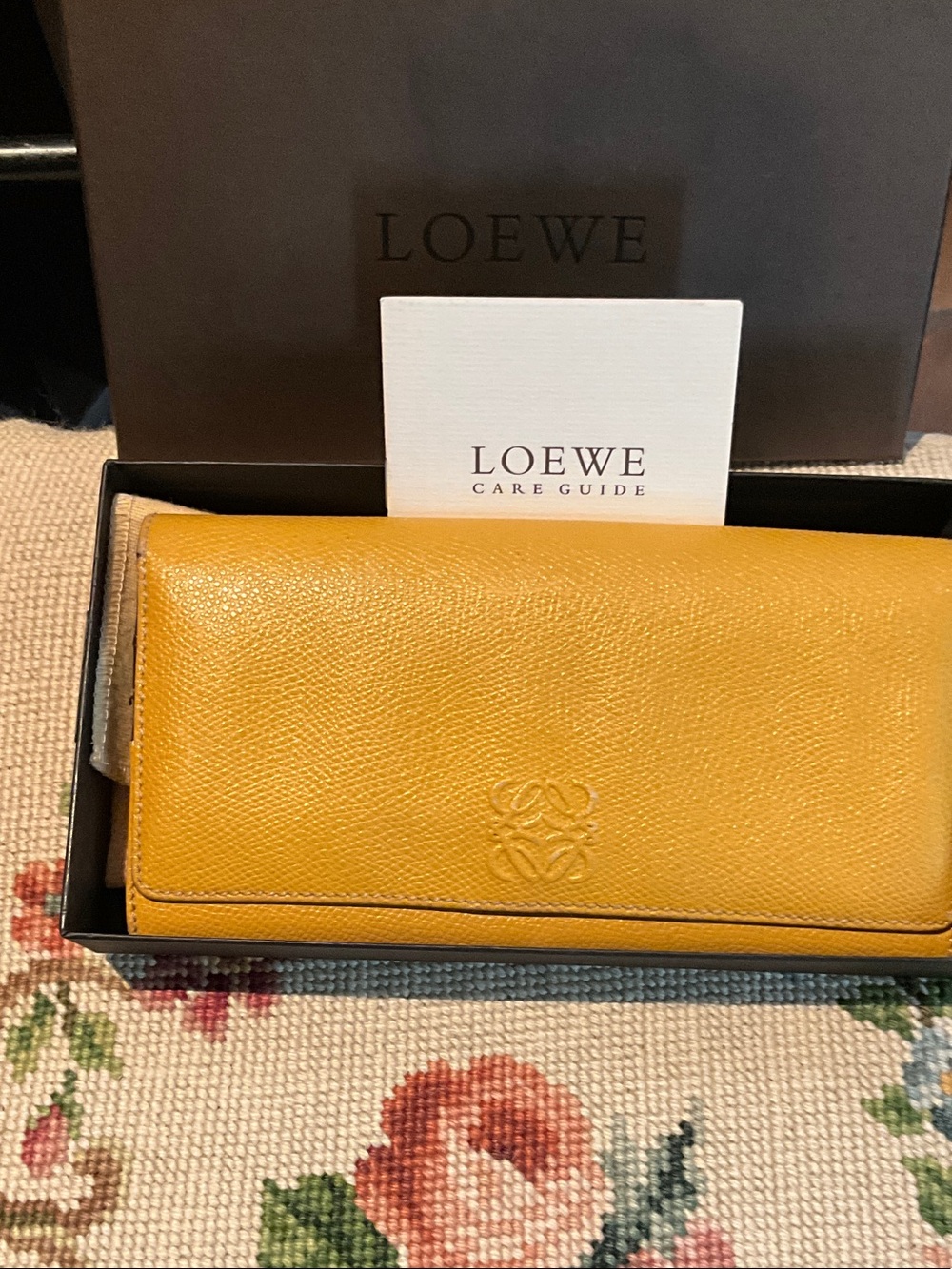 Loewe Mustard Yellow Pebbled Leather Continental Wallet
